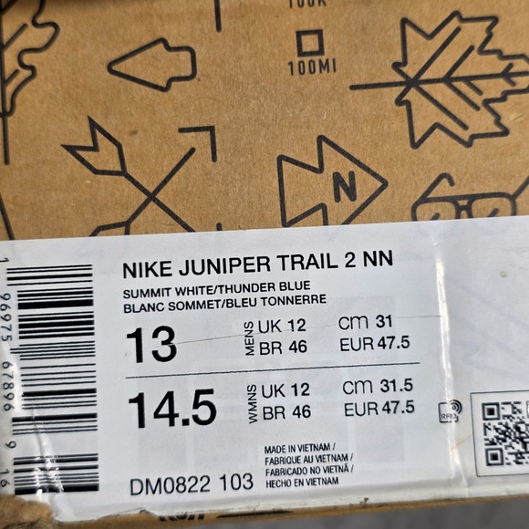Nike Juniper Trail 2 NN Men US‎ 13 Trail Running Shoes Sneakers White DM0822-103